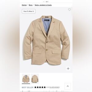 Boys crew crewcuts Thompson jacket in flex chino- size 10